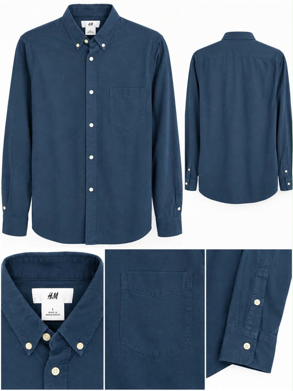 H&M Men's Button-Down Shirt in Deep Blue